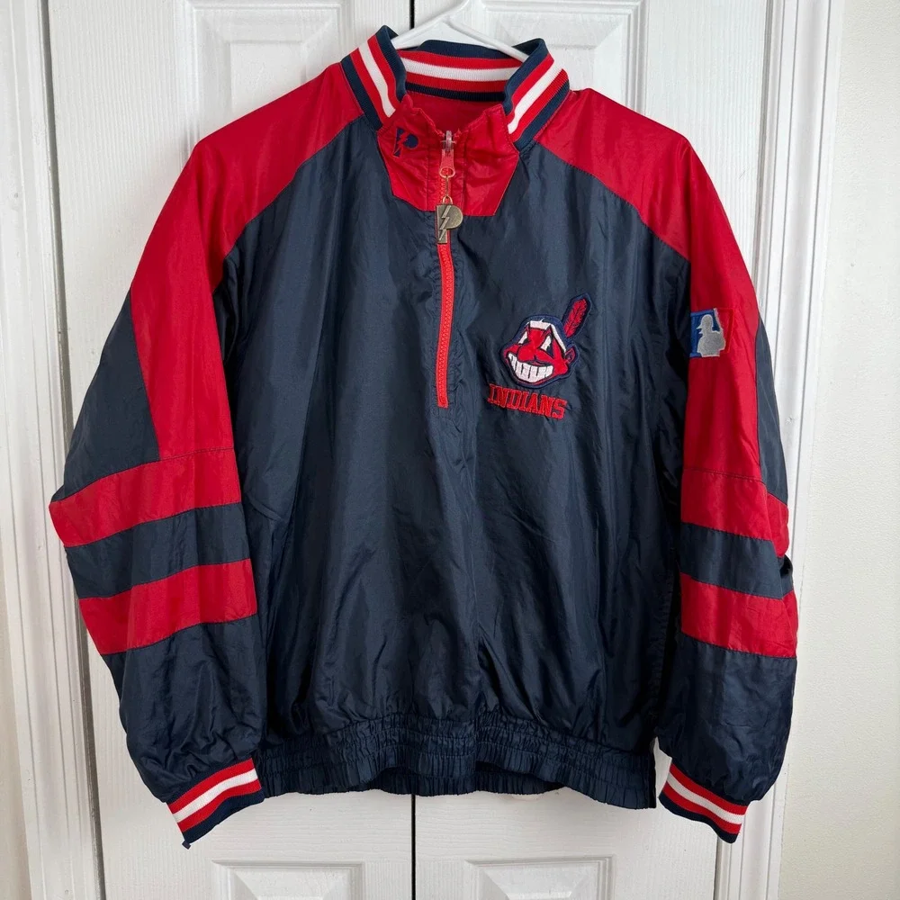 Vintage Pro‎ Player Cleveland Indians Reversible Pullover Jacket L 90s MLB Youth